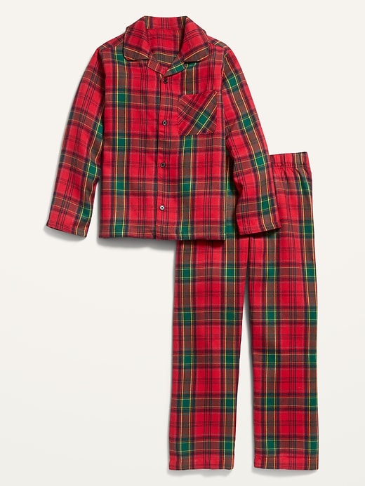 View large product image 1 of 3. Patterned Gender-Neutral Flannel Pajama Set For Kids