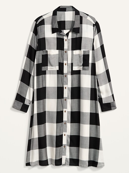 Image number 4 showing, Plaid Lightweight Flannel Plus-Size No-Peek Shirt Dress