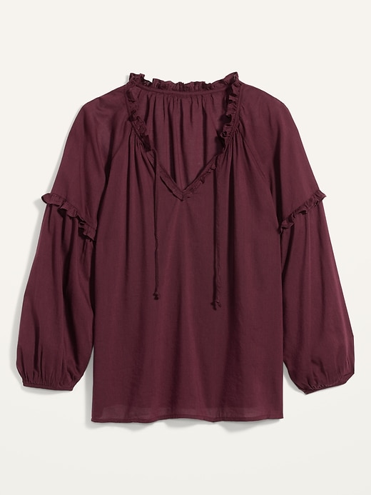 Image number 4 showing, Ruffled Tie-Neck Poet Blouse