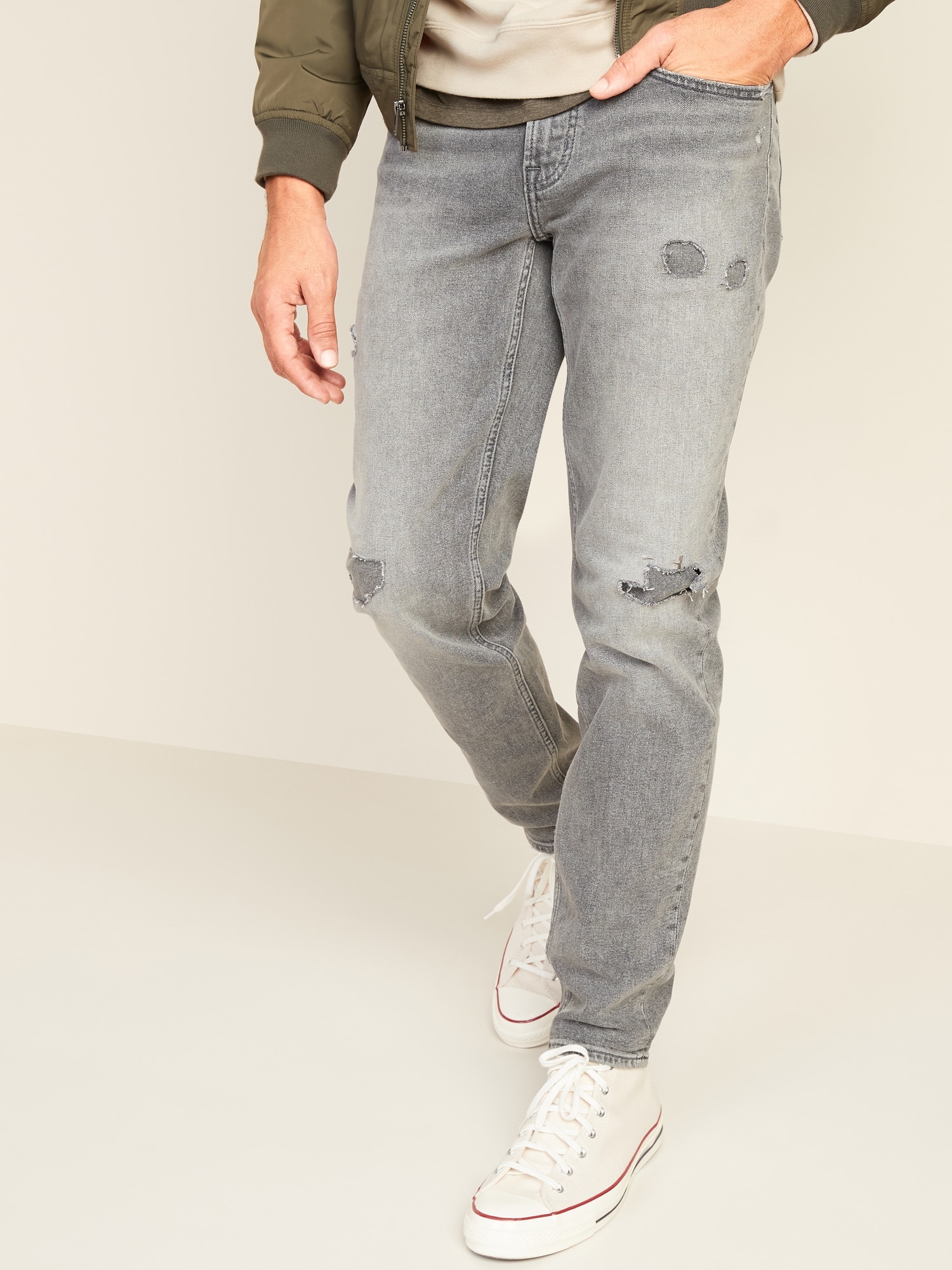 distressed gray jeans