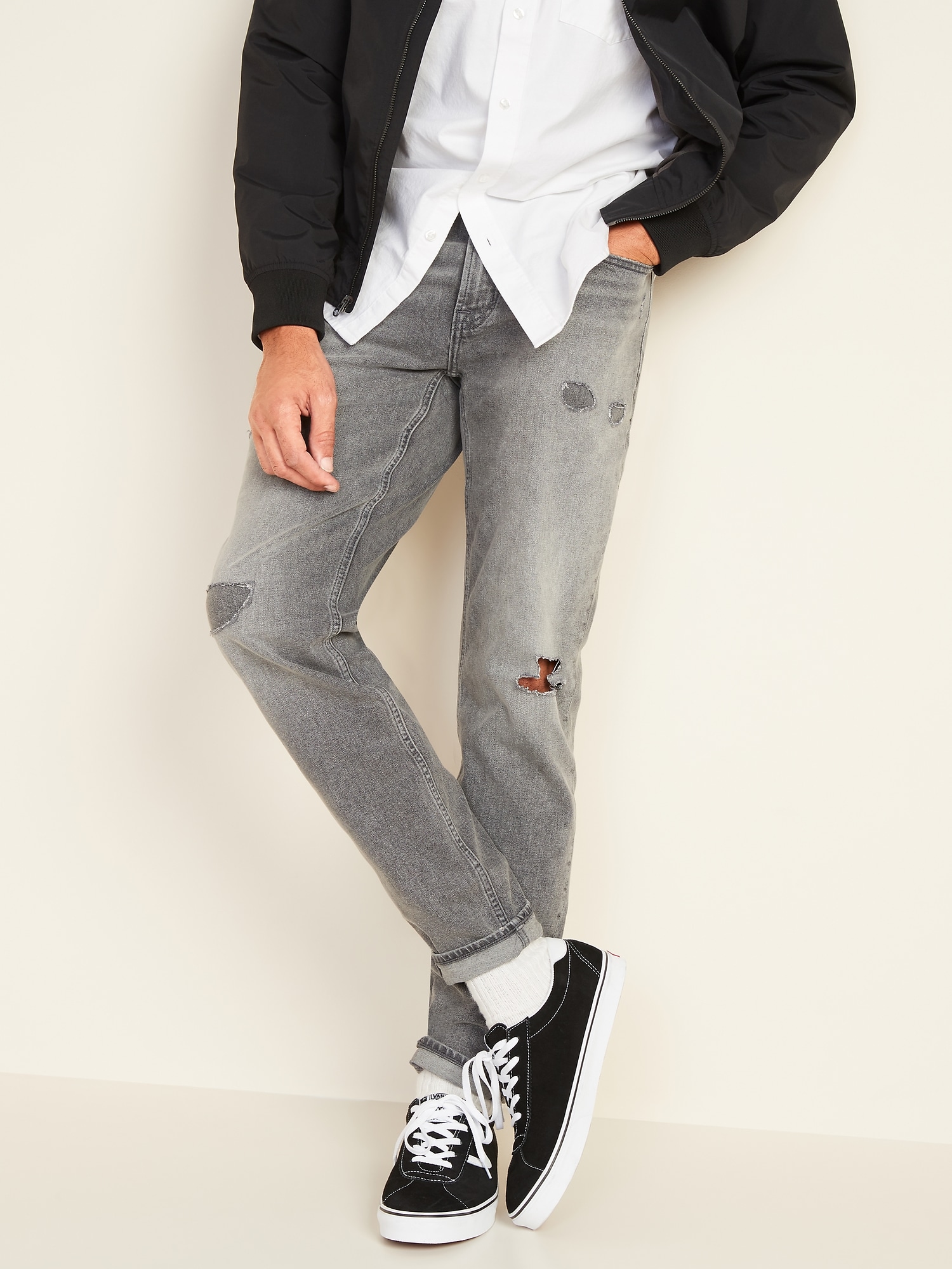 ripped tapered jeans mens