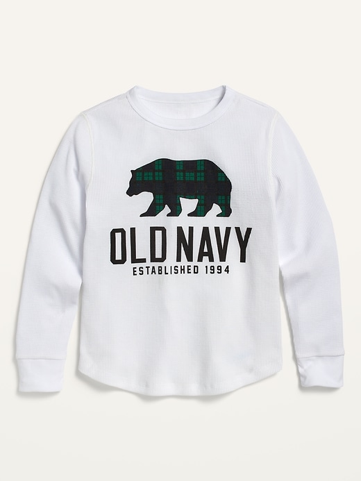 Old Navy Logo-Graphic Thermal-Knit Long-Sleeve Tee for Boys. 1