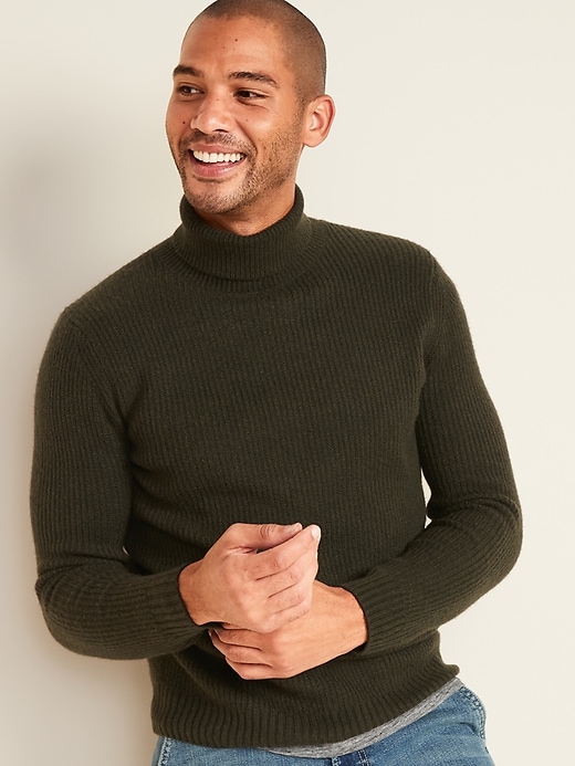 View large product image 1 of 2. Textured Roll-Neck Sweater