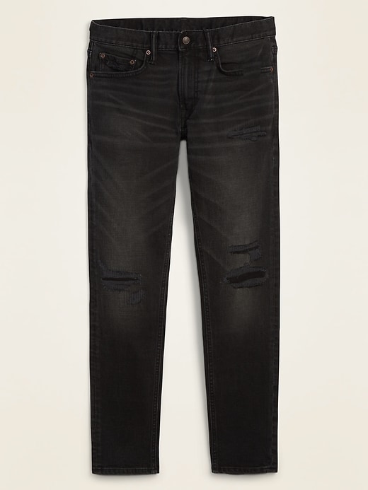 Image number 4 showing, Skinny Distressed Built-In Flex Black Jeans