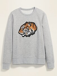 View large product image 3 of 3. Embroidered Tiger-Graphic Crew-Neck Sweatshirt
