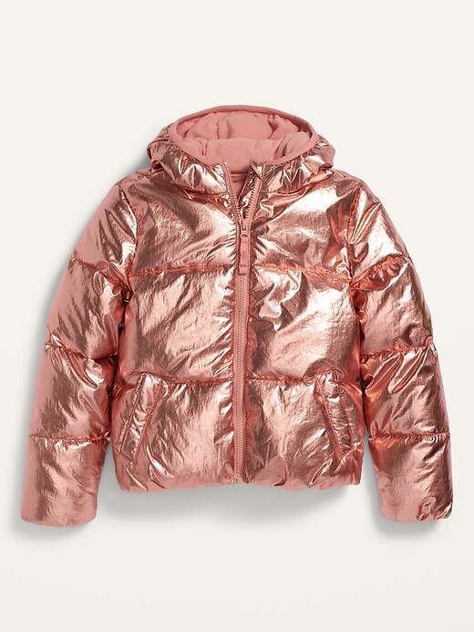 View large product image 1 of 1. Metallic Frost-Free Puffer Jacket for Girls