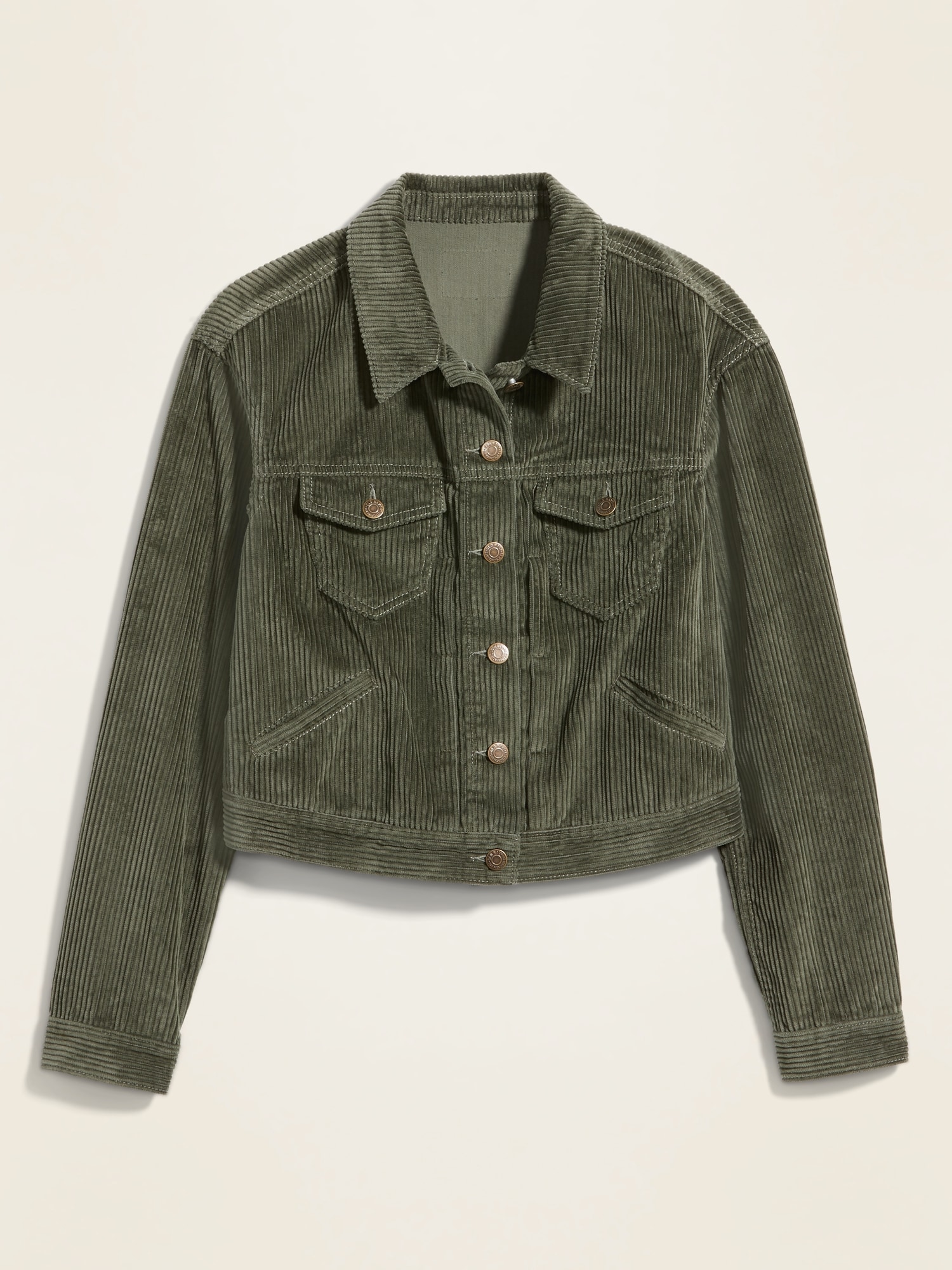 Green cropped hotsell corduroy jacket