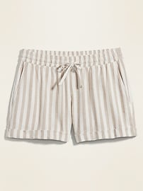 View large product image 3 of 3. Mid-Rise Linen-Blend Shorts For Women - 4 inch inseam