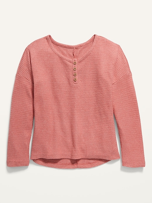 View large product image 1 of 1. Oversized Thermal Henley for Girls