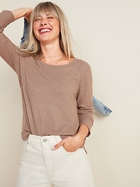 Plush Rib-Knit Long-Sleeve Tee for Women | Old Navy