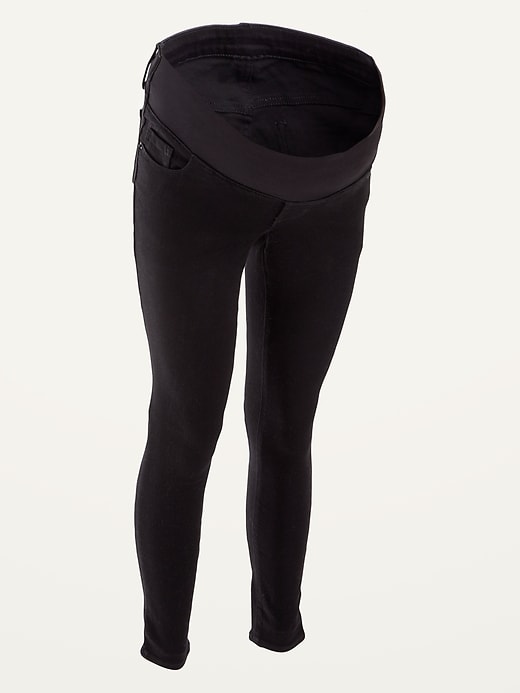 View large product image 1 of 1. Maternity Front Low-Panel Rockstar Super Skinny Black Jeans