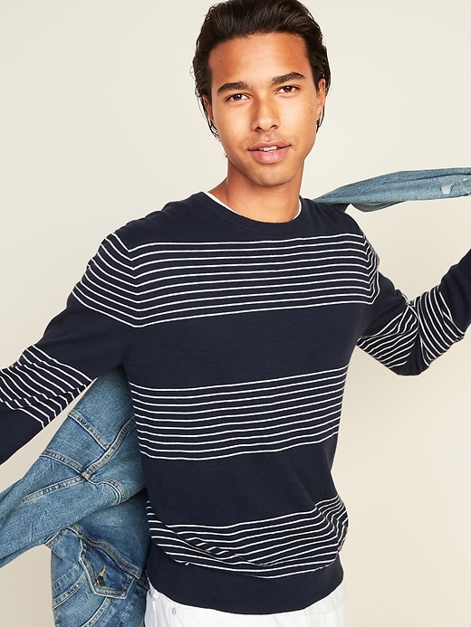 View large product image 1 of 3. Striped Crew-Neck Sweater