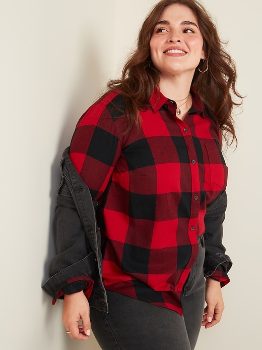 View large product image 1 of 2. Classic Plaid Flannel No-Peek Plus-Size Shirt