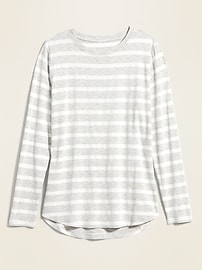 View large product image 3 of 3. Luxe Striped Slub-Knit Long-Sleeve Tee for Women