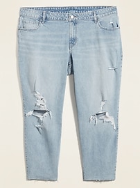 Mid-Rise Boyfriend Straight Plus-Size Ripped Jeans