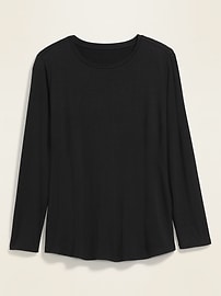 View large product image 3 of 3. Luxe Crew-Neck Plus-Size Long-Sleeve Tee