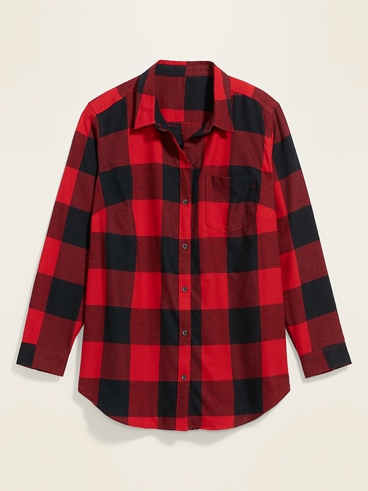 View large product image 2 of 2. Classic Plaid Flannel No-Peek Plus-Size Shirt