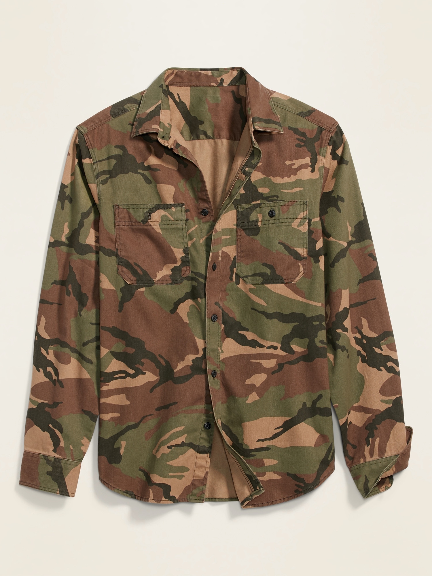 Regular-Fit Camo Twill Workwear Shirt for Men | Old Navy
