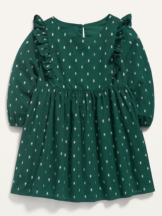 View large product image 1 of 1. Fit & Flare Ruffle-Trim Clip-Dot Dress for Toddler Girls