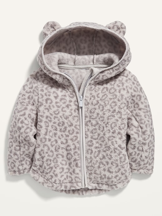 View large product image 1 of 2. Unisex Leopard-Print Sherpa Zip Hoodie for Baby