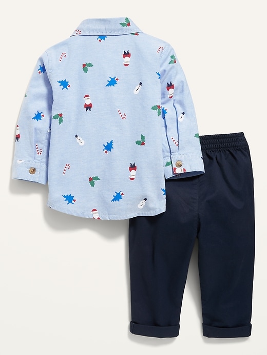 View large product image 2 of 2. Unisex Oxford Shirt and Twill Pants Set for Baby