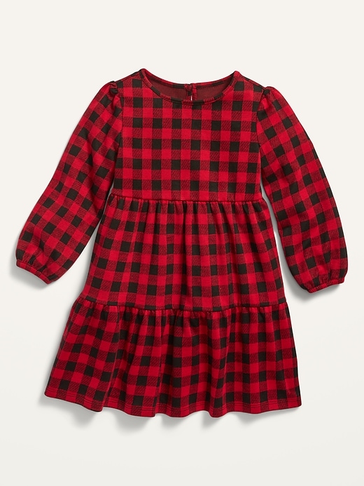 View large product image 1 of 1. Plaid Tiered Swing Dress for Toddler Girls