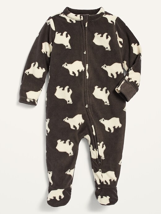 View large product image 1 of 1. Unisex Micro Fleece Footed One-Piece for Baby