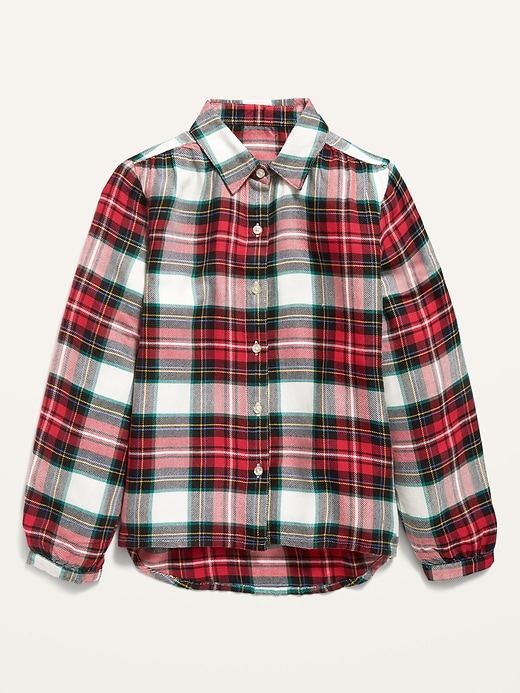 View large product image 1 of 2. Button-Front Plaid Top for Girls