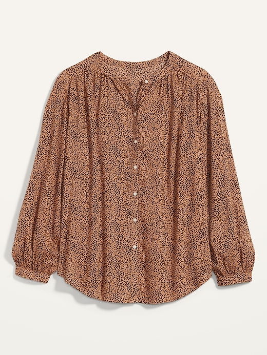 Image number 4 showing, Oversized Printed Button-Front Blouse for Women