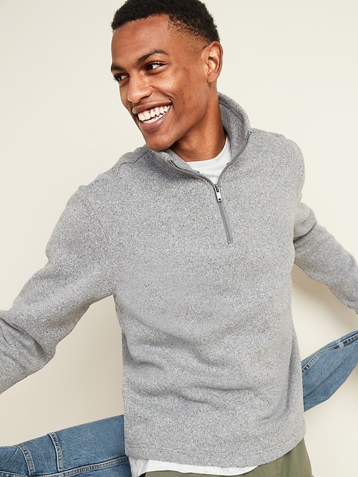 Sweater-Fleece Mock-Neck 1/4-Zip Sweatshirt for Men | Old Navy