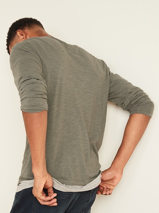 View large product image 2 of 3. Soft-Washed Long-Sleeve Henley Tee