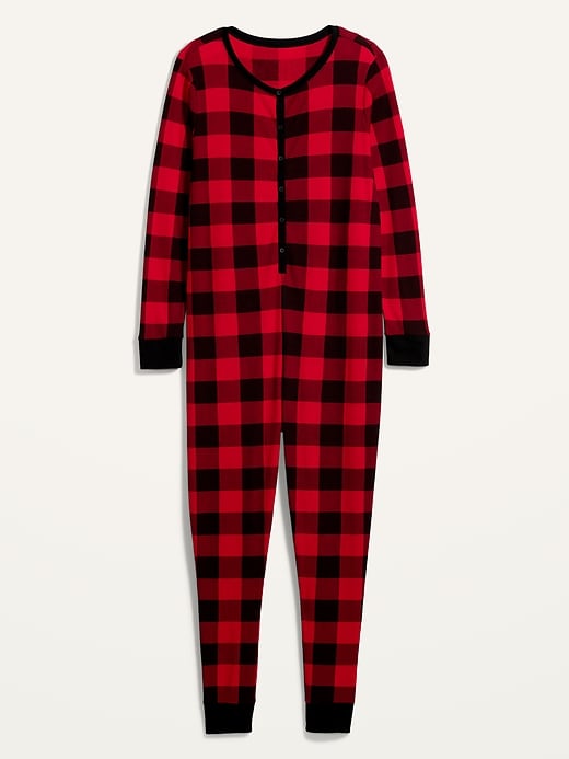 Image number 4 showing, Patterned Waffle-Knit Plus-Size One-Piece Pajamas