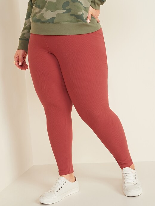 View large product image 1 of 2. High-Waisted Rib-Knit Plus-Size Leggings