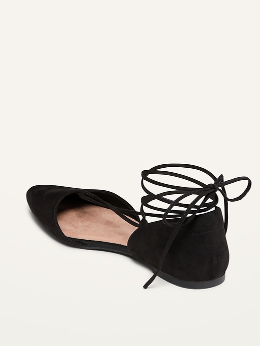Image number 3 showing, Faux-Suede Lace-Up D'Orsay Flats