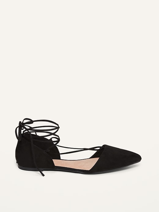 Image number 4 showing, Faux-Suede Lace-Up D'Orsay Flats