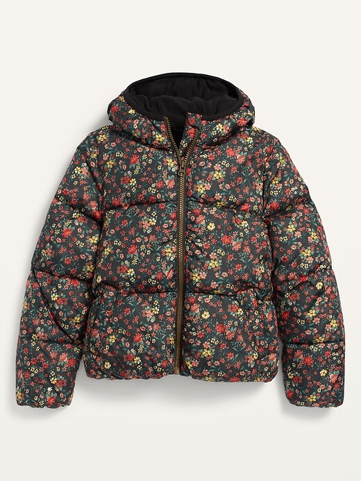 View large product image 1 of 1. Floral Frost-Free Puffer Jacket for Girls