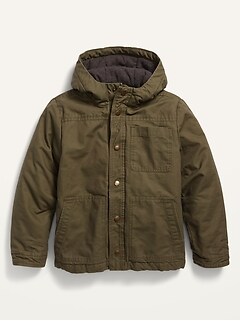 hooded canvas shirt jacket