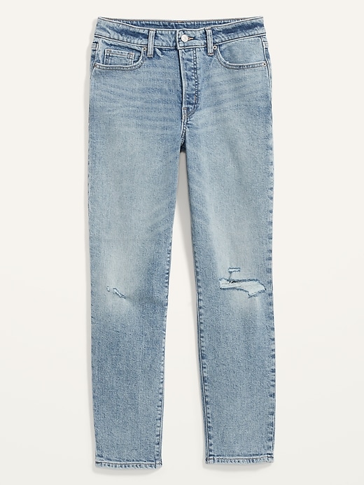 Image number 4 showing, High-Waisted O.G. Straight Button-Fly Ripped Jeans for Women