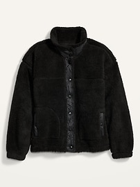 View large product image 3 of 3. Cozy Sherpa Snap-Front Flurry Crop Jacket
