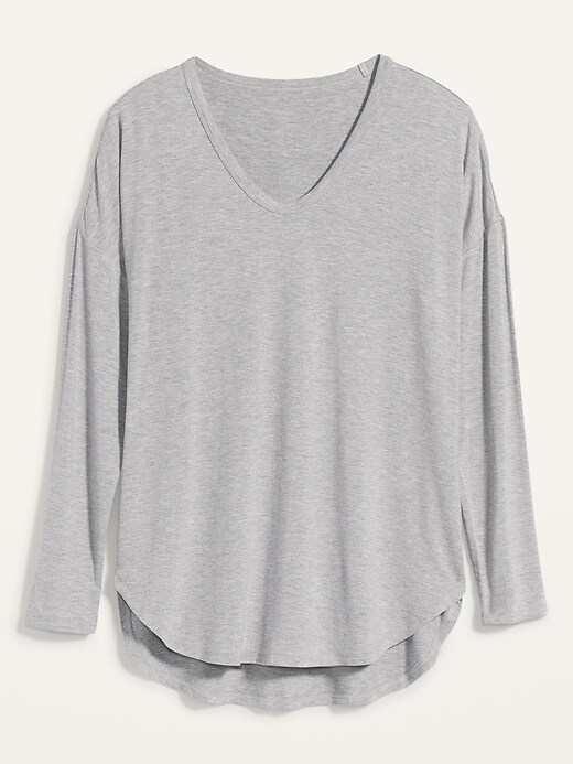Image number 4 showing, Loose Luxe V-Neck Long-Sleeve Tunic Tee for Women