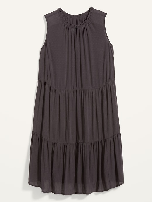 Image number 4 showing, Sleeveless Textured-Dobby Tiered Plus-Size Swing Dress