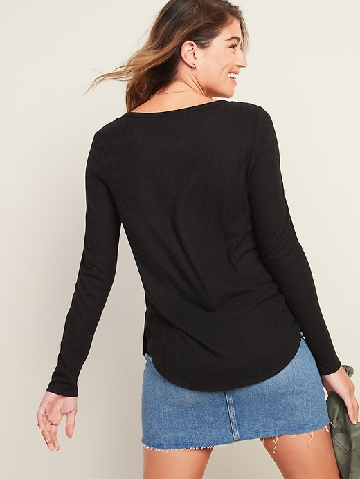 View large product image 2 of 3. Plush Rib-Knit Long-Sleeve Tee for Women