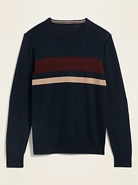 View large product image 3 of 3. Chest-Block Crew-Neck Sweater