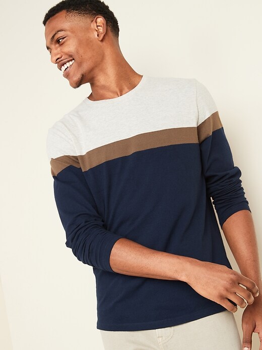 View large product image 1 of 3. Soft-Washed Color-Blocked Long-Sleeve Tee