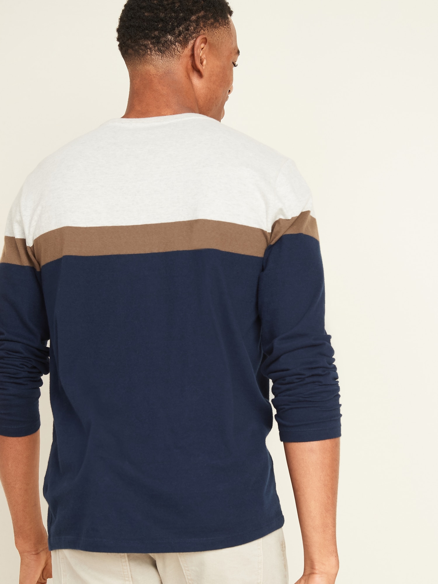 Soft-Washed Color-Blocked Long-Sleeve Tee for Men | Old Navy