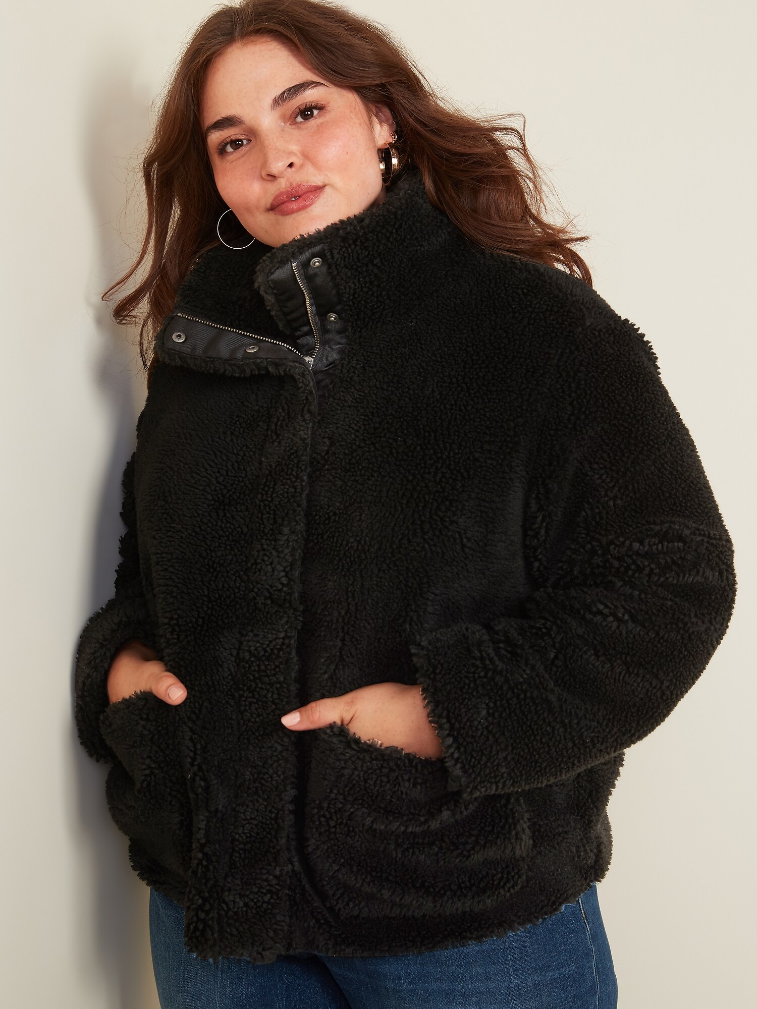 Cozy Teddy-Sherpa Plus-Size Jacket 