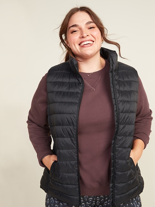 View large product image 1 of 3. Narrow-Channel Nylon Plus-Size Puffer Vest