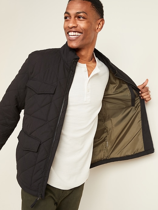 View large product image 1 of 3. Quilted Utility-Pocket Zip Jacket