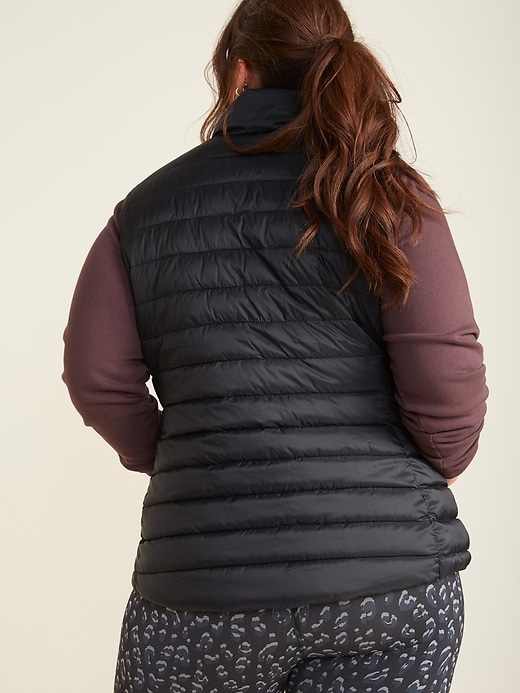 View large product image 2 of 3. Narrow-Channel Nylon Plus-Size Puffer Vest