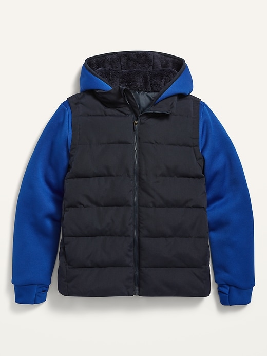 View large product image 1 of 1. Hooded Color-Block Hybrid Jacket For Boys